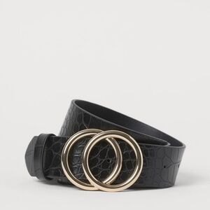 H&M NWOT Black Belt with Gold Hardware Size M